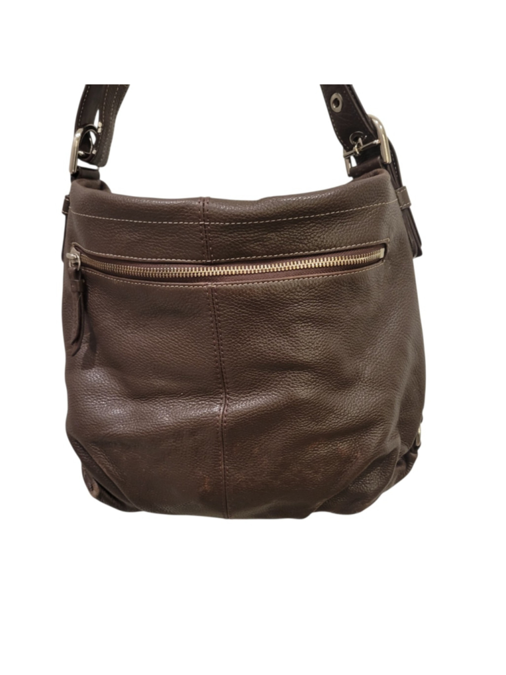 Coach F15064 Women's Brown Leather Duffle Hobo Convertible Shoulder Bag Purse - Picture 2 of 13